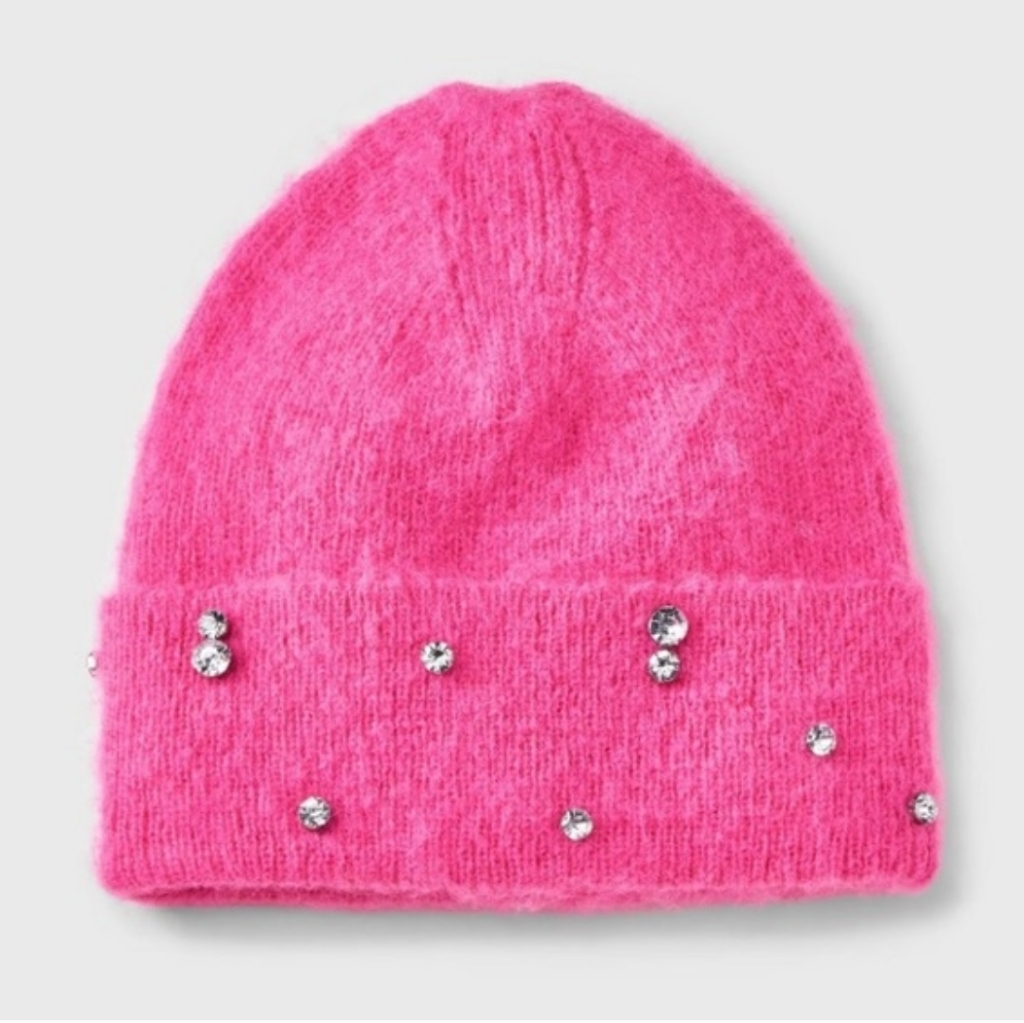 A New Day Brushed Rhinestone Embellished Hat Beanie